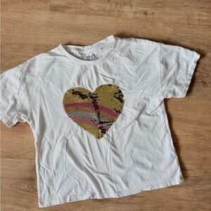 Next Kids White Sequin Heart T-Shirt